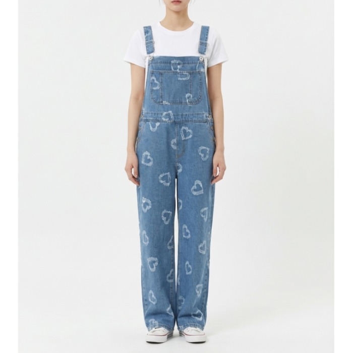 Love Heart Denim Overalls Wome – Korean Daily Lifestyle recenzja i cena