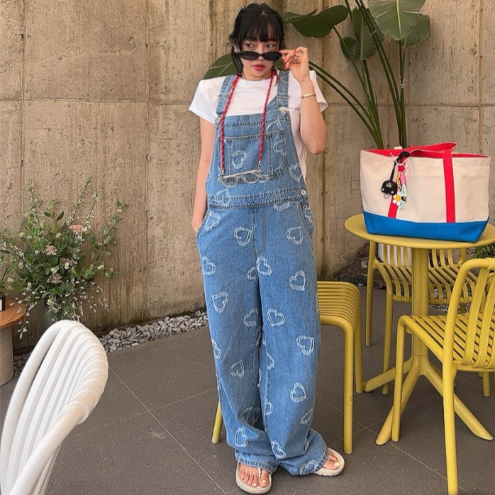 Love Heart Denim Overalls Wome – Korean Daily Lifestyle recenzja i cena